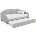 Lit banquette gigogne en bois et tissu polyester Gris 200x90 cm