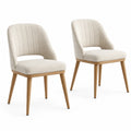 Lot de 2 chaises en tissu beige avec pieds en bois de hêtre