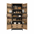 Armoire de rangement en bois chêne avec étagères réglables