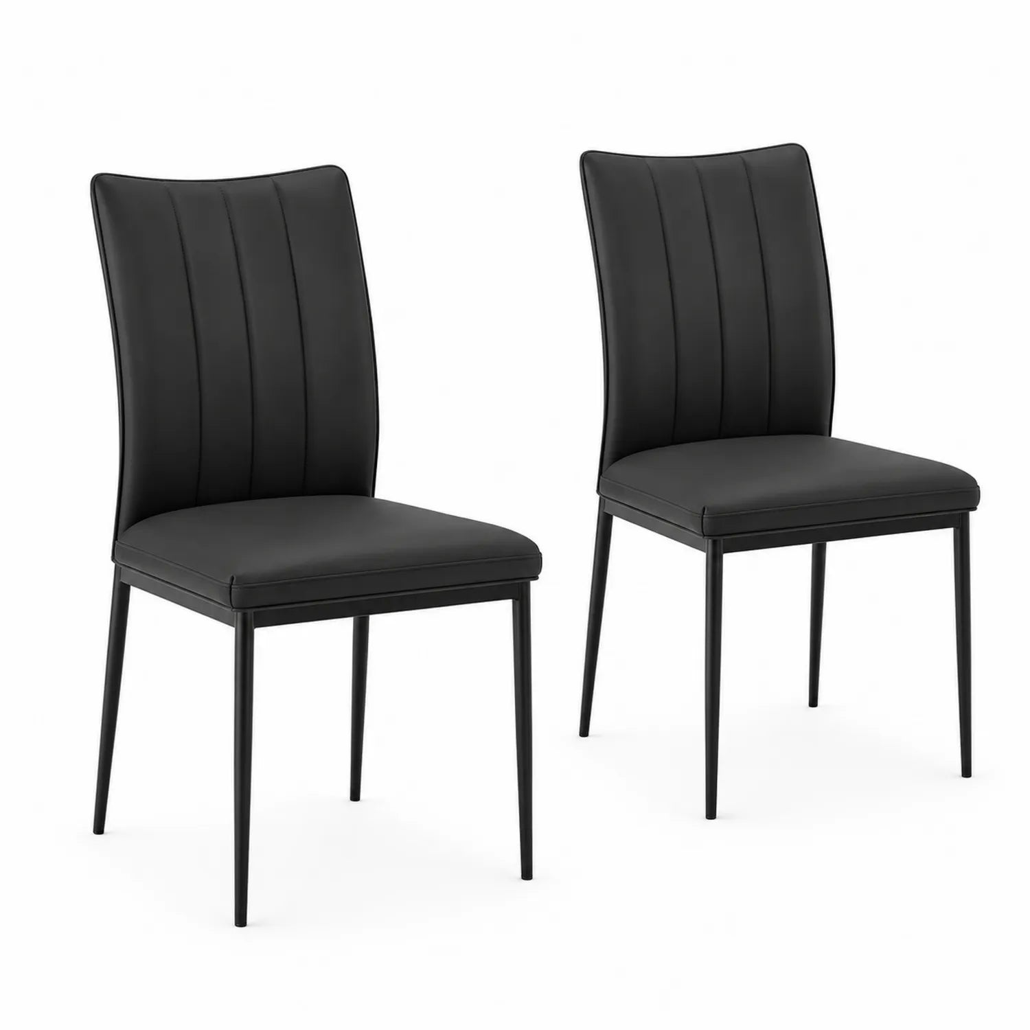 Lot de 2 chaises en cuir synthétique noir