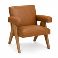 Fauteuil en bois et similicuir Marron