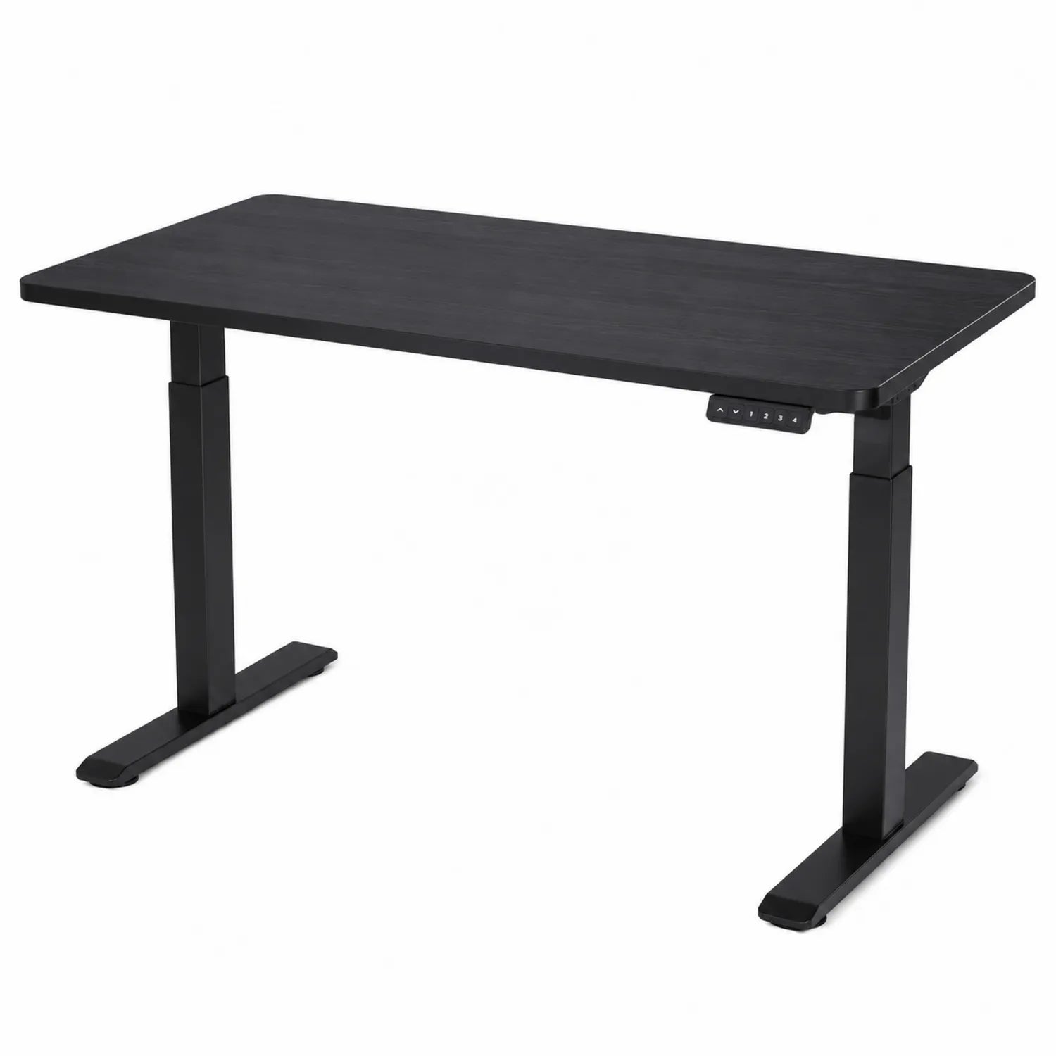 Bureau réglable en hauteur noir en contreplaqué et acier 120x60 cm