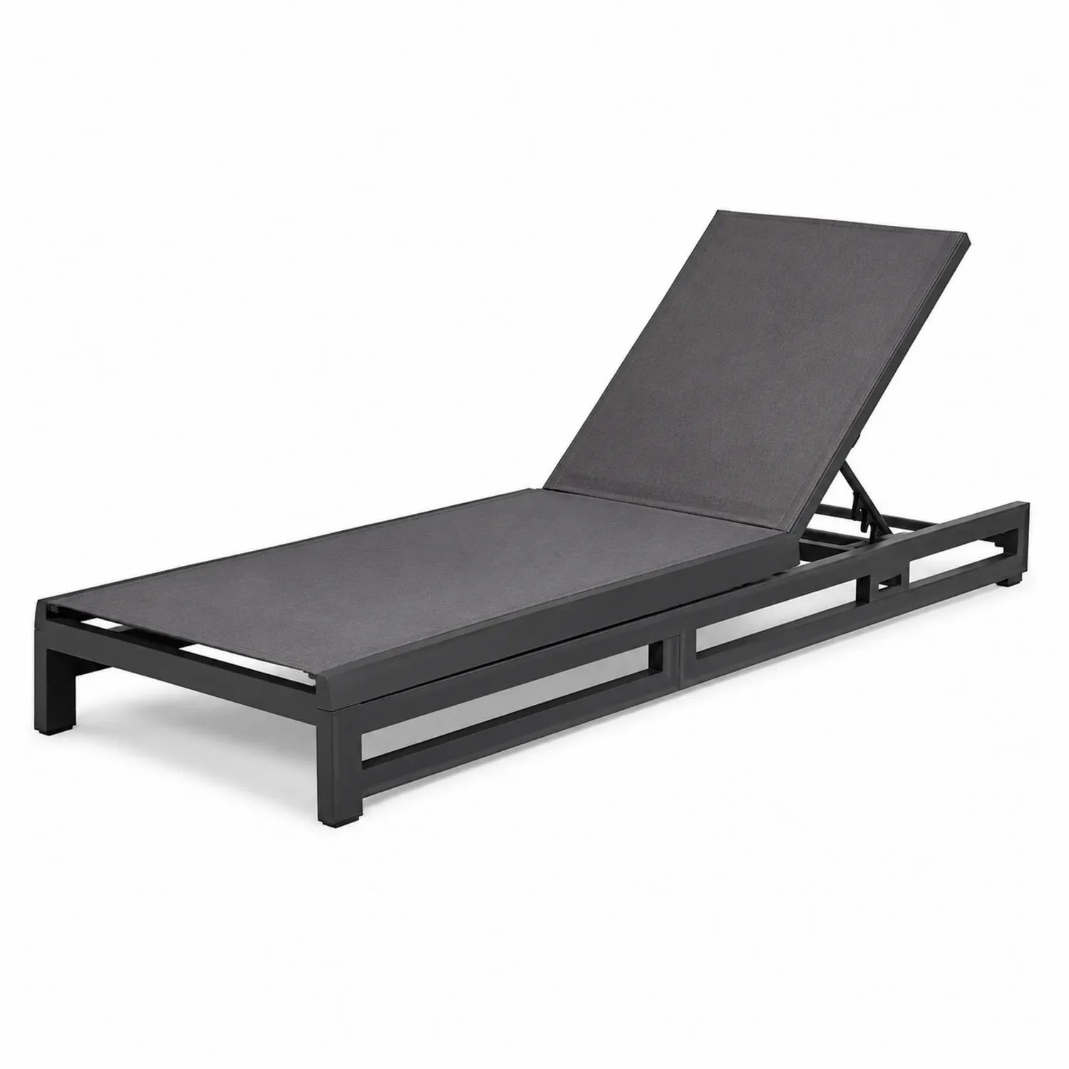 Chaise longue en aluminium gris 200 cm