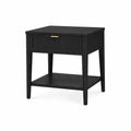 Table de chevet en bois noir avec tiroir et étagère
