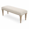 Banc en bois et tissu beige 120 cm