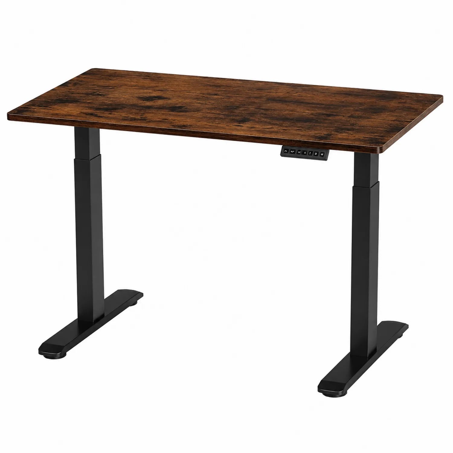Bureau réglable en hauteur électrique en bois MDF brun noir 120x60 cm