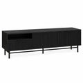 Meuble TV en bois MDF et acier noir 180x40x50 cm