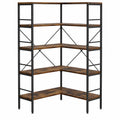Étagère d'angle 5 niveaux bois/métal Brun/Noir 170cm