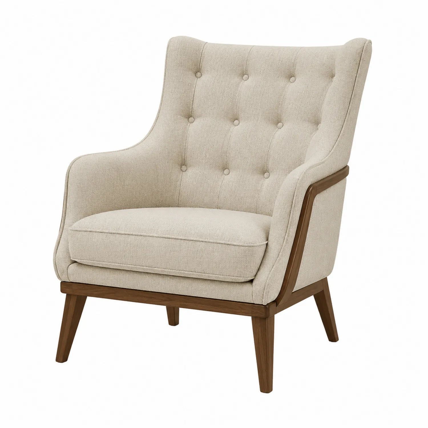 Fauteuil en tissu avec structure en bois