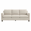 Canapé 3 Places Tissu Polyester Beige avec Accoudoirs