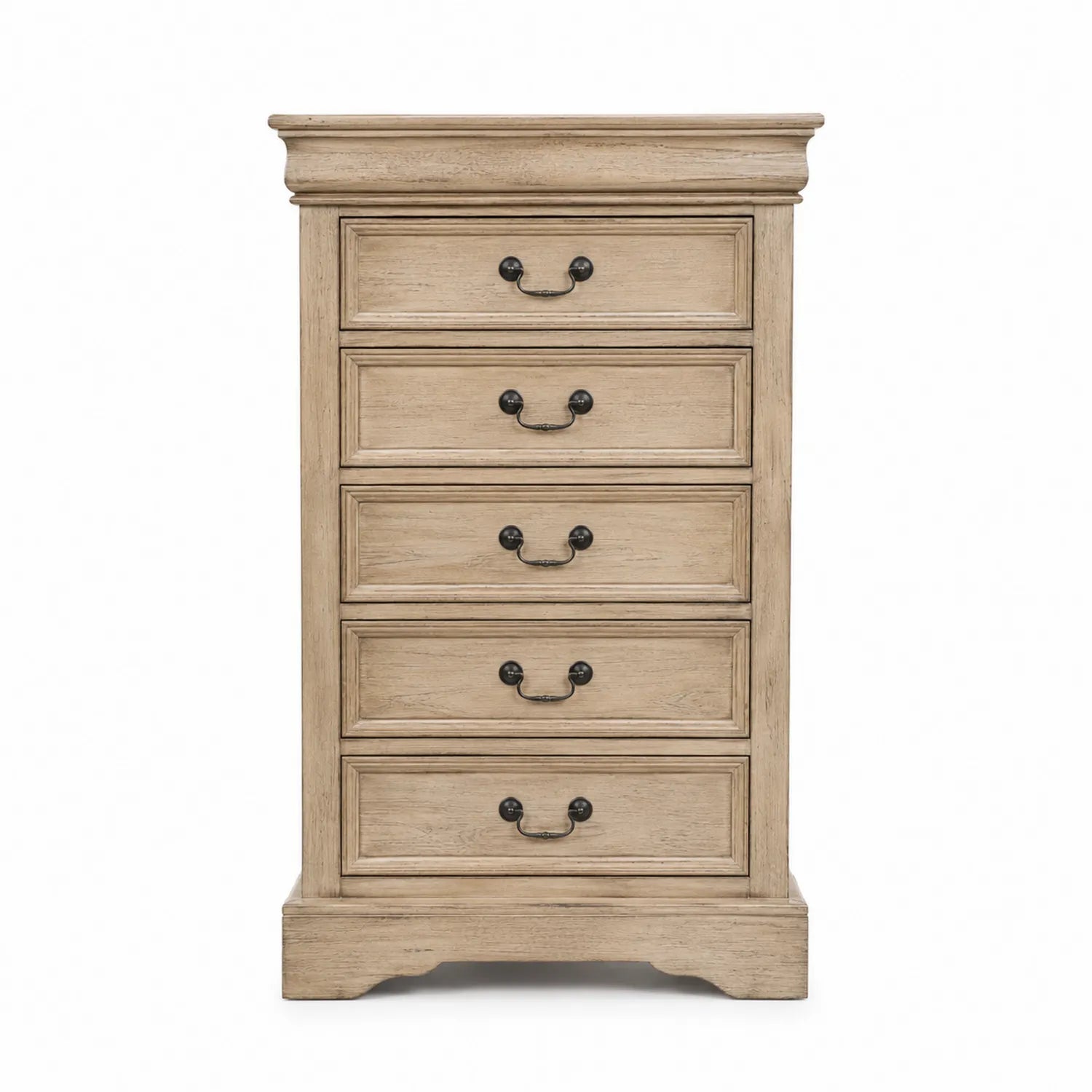 Commode en Bois 5 Tiroirs Chêne Clair