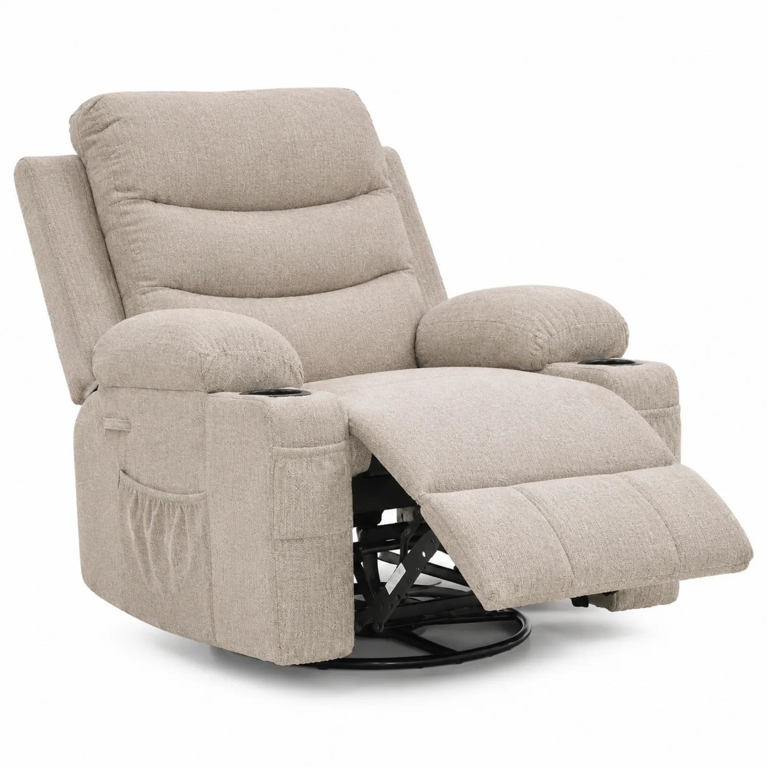 Fauteuil inclinable en tissu avec porte-gobelets