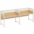 Bureau double en bois MDF et acier blanc 140x60x120 cm