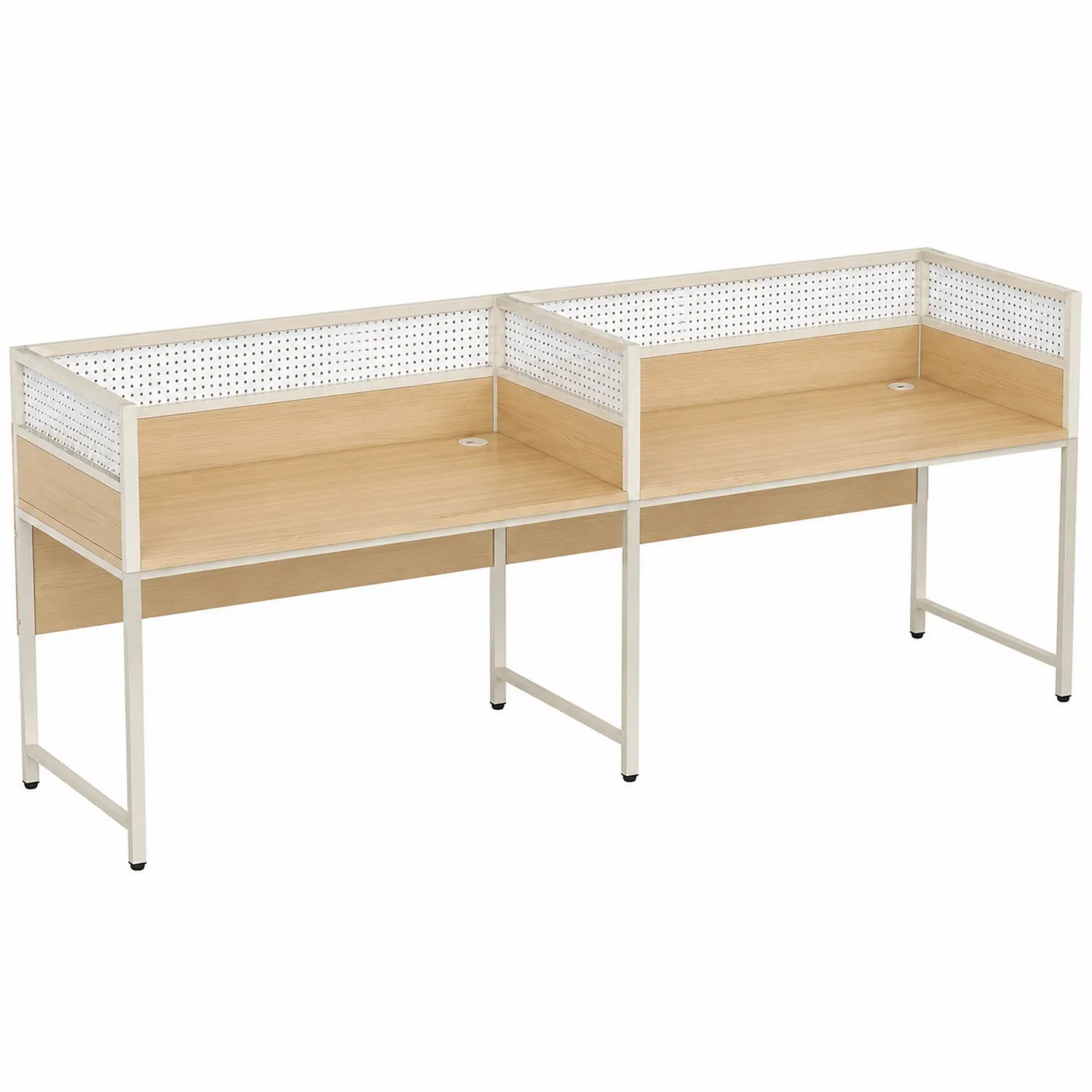 Bureau double en bois MDF et acier blanc 140x60x120 cm