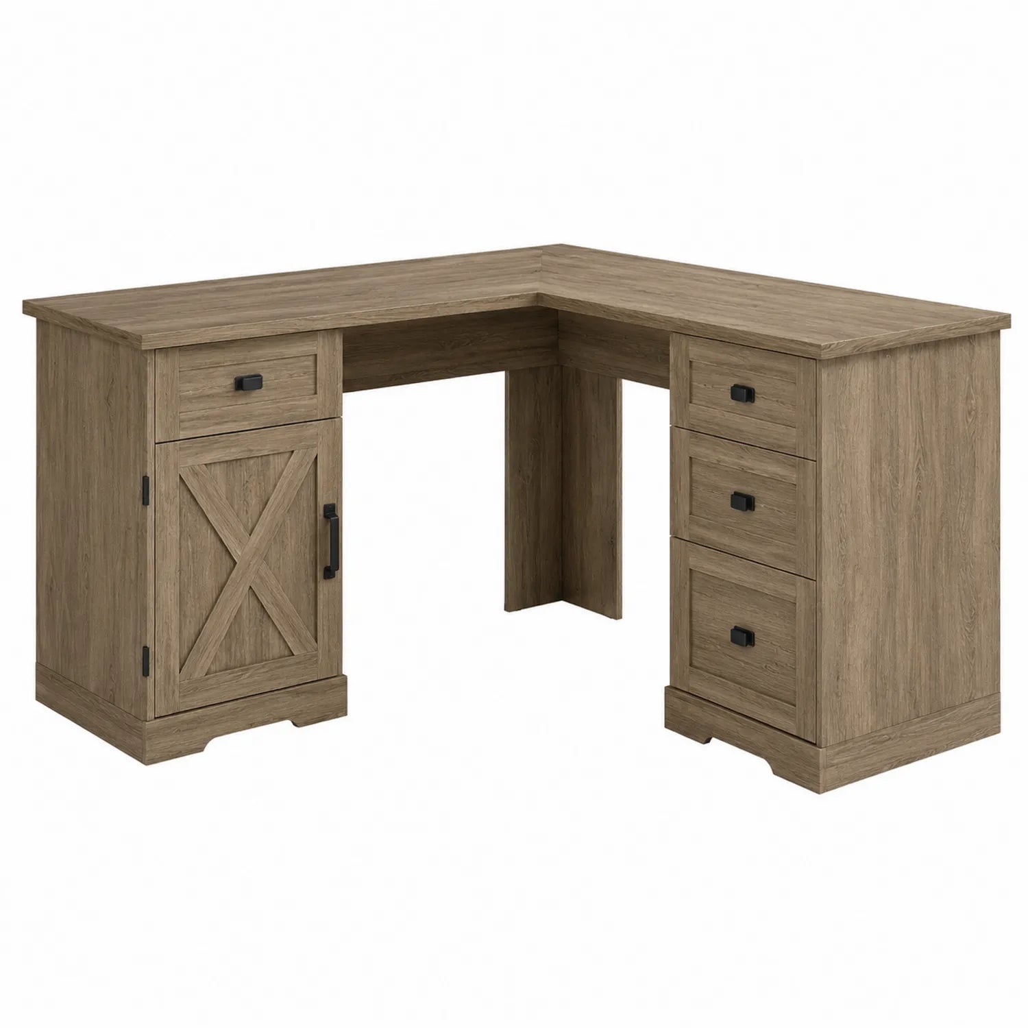 Bureau d'angle en bois avec rangements 140x110x76 cm