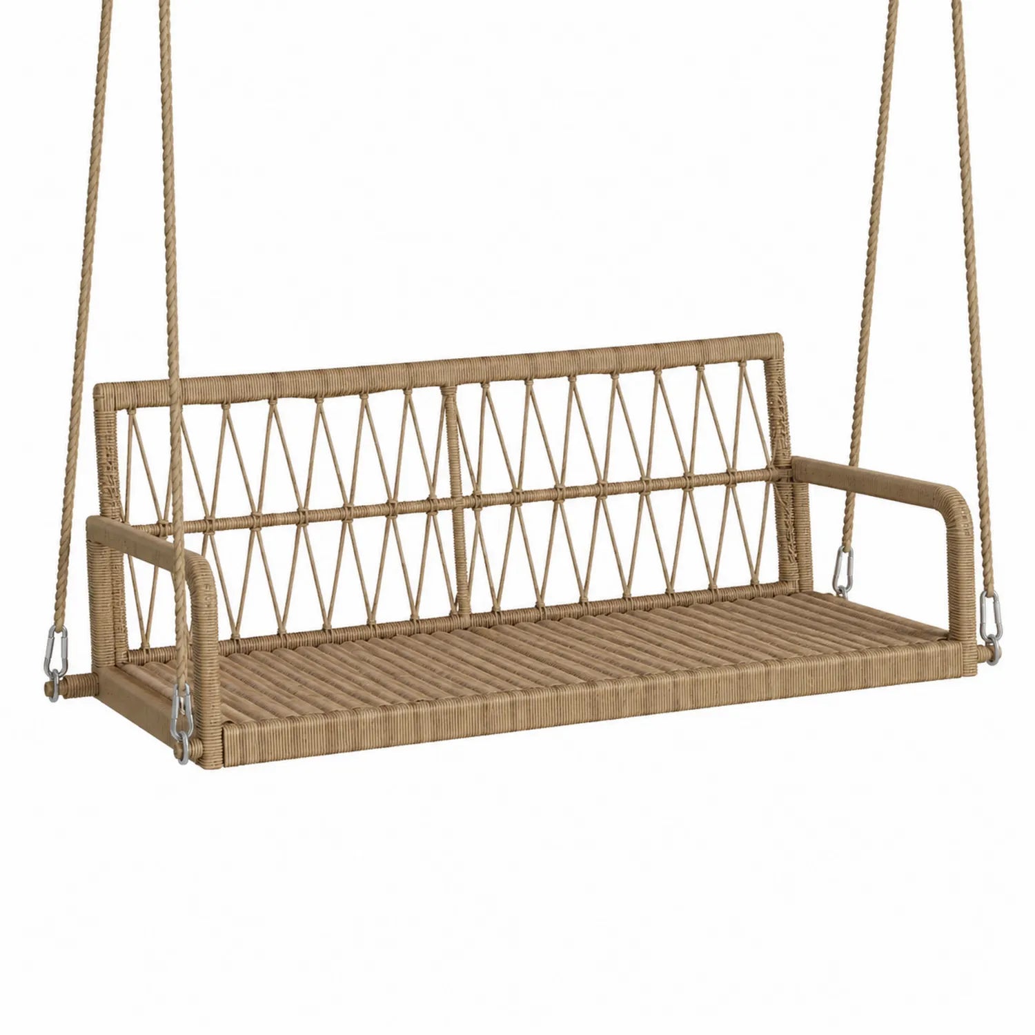 Balançoire Suspendue en Rotin Synthétique Beige 150 cm