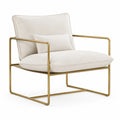 Fauteuil en tissu cadre en métal doré Crème
