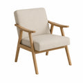 Fauteuil en bois et tissu beige 75x80x75 cm