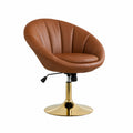 Chaise pivotante en cuir PU brun avec base en métal doré