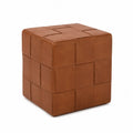 Tabouret Cube en Similicuir Marron 40x40x40 cm
