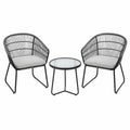 Ensemble de 2 chaises et table en métal et corde tressée gris