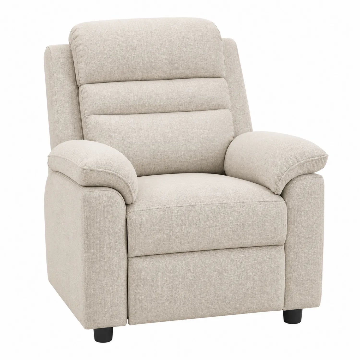 Fauteuil inclinable en bois et tissu lin beige