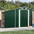Abri de Jardin Vert en Acier Galvanisé 277x93x179 cm, Espace de Stockage Extérieur