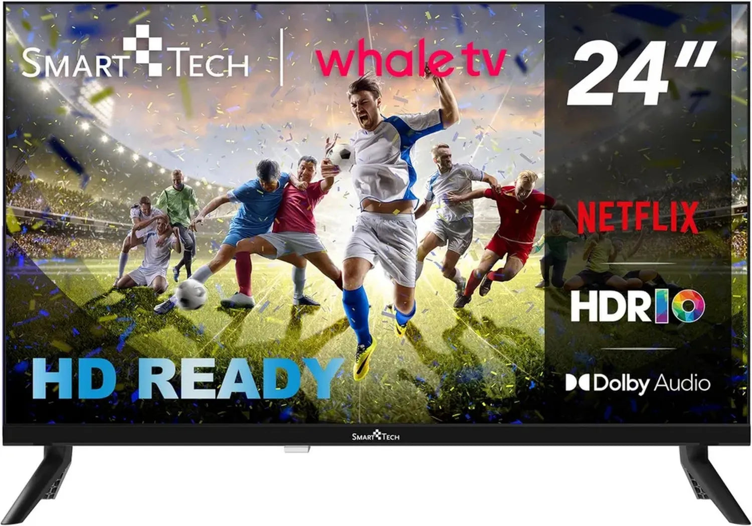 Téléviseur LED HD 24' Smart Whale OS-24HH01V avec Apps intégrées, 3 HDMI, 2 USB, Dolby Digital+