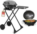 Gril Électrique 2-en-1 TZS First Austria 2400W – BBQ Portatif pour Balcon et Terrasse avec Couvercle et Chariot