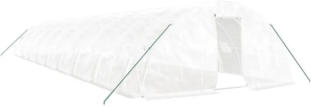 Grande Serre Tunnel de Jardin en Acier Blanc 90m² - 18x5x2,3m