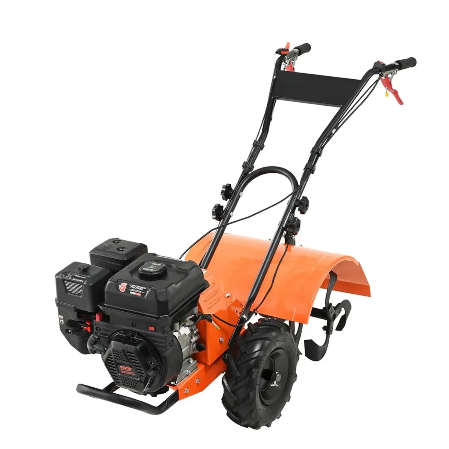Motobineuse Thermique VEVOR 212 CC 4 Temps, Dents Réglables, Grandes Roues, pour Potager et Champs