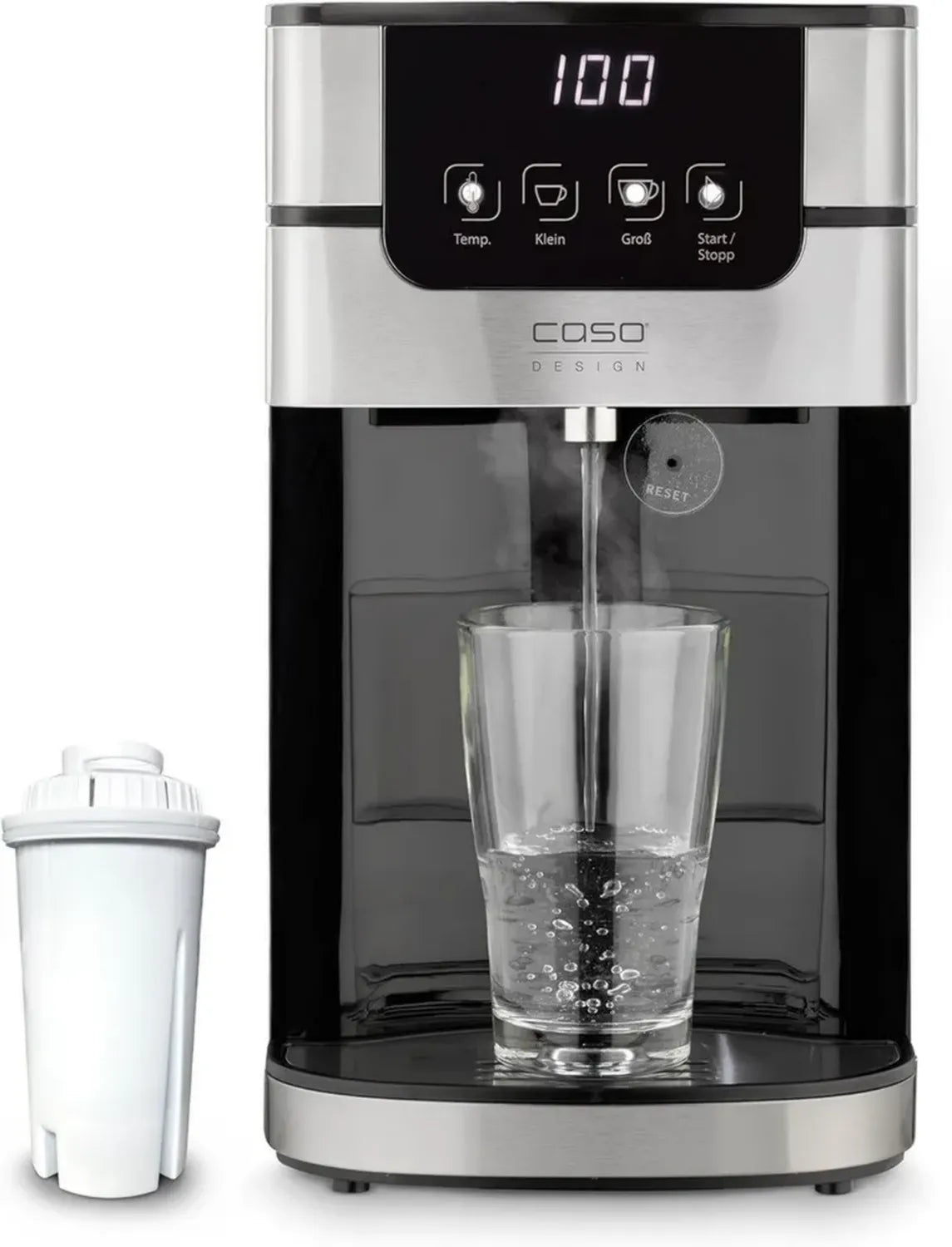 CASO PerfectCup 1000 Pro - Bouilloire rapide 2600W, réservoir amovible 4L, température réglable 70-100°C, idéale pour bureau et buffet