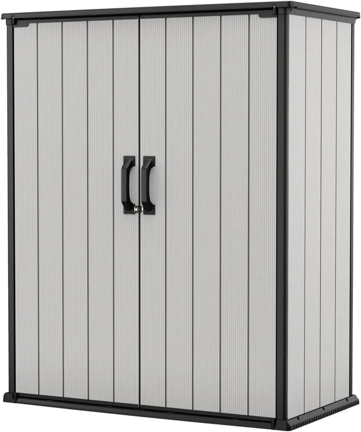 Abri de Jardin en Résine Keter Premier avec Étagères pour Piscine et Vélo, Gris/Noir, 1,4 x 1,7 m