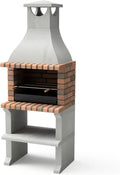 Barbecue Préfabriqué Bois et Charbon RAGUSA Gris/Terre Cuite 76x58x207 cm Extérieur