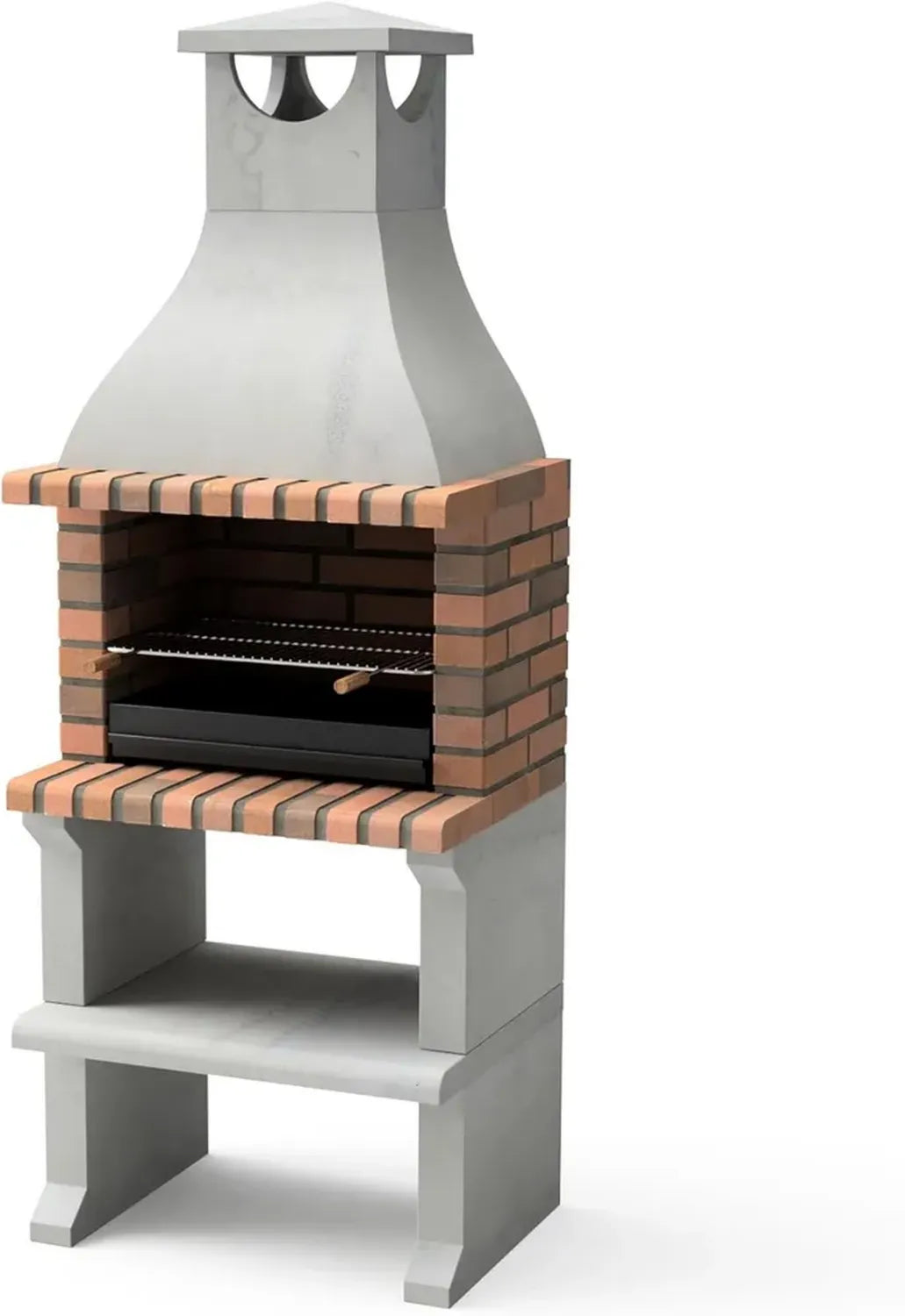 Barbecue Préfabriqué Bois et Charbon RAGUSA Gris/Terre Cuite 76x58x207 cm Extérieur