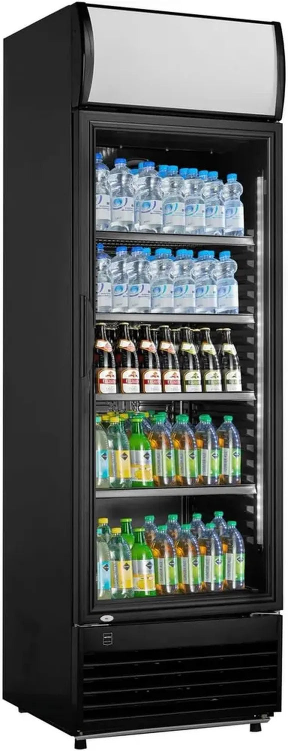 Armoire Réfrigérée Vitrée pour Boissons - 324L, 180W, Porte avec Serrure, Noire