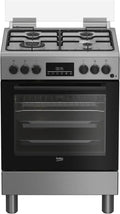 Cuisinière à Gaz avec Four Électrique en Inox, 4 Brûleurs, 60x60 cm
