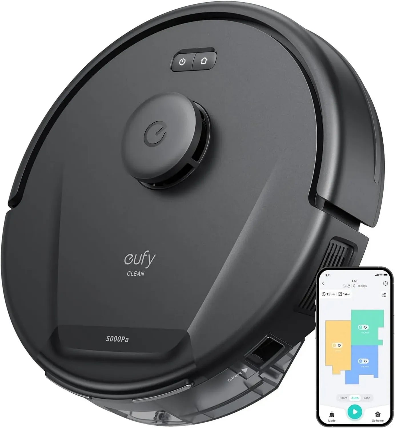 eufy Clean Robot Aspirateur L60, 5000 Pa Puissance, Navigation iPath™, Nettoyage Profond, Parfait pour Poils et Sols Durs