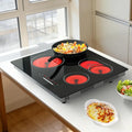 Table de Cuisson Vitrocéramique 4 Zones, 60 cm, 6700W, Commande Tactile, Zones Flexibles