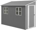 Cabanon de jardin en métal 1,2 x 3 m avec plancher et fenêtres - Gris
