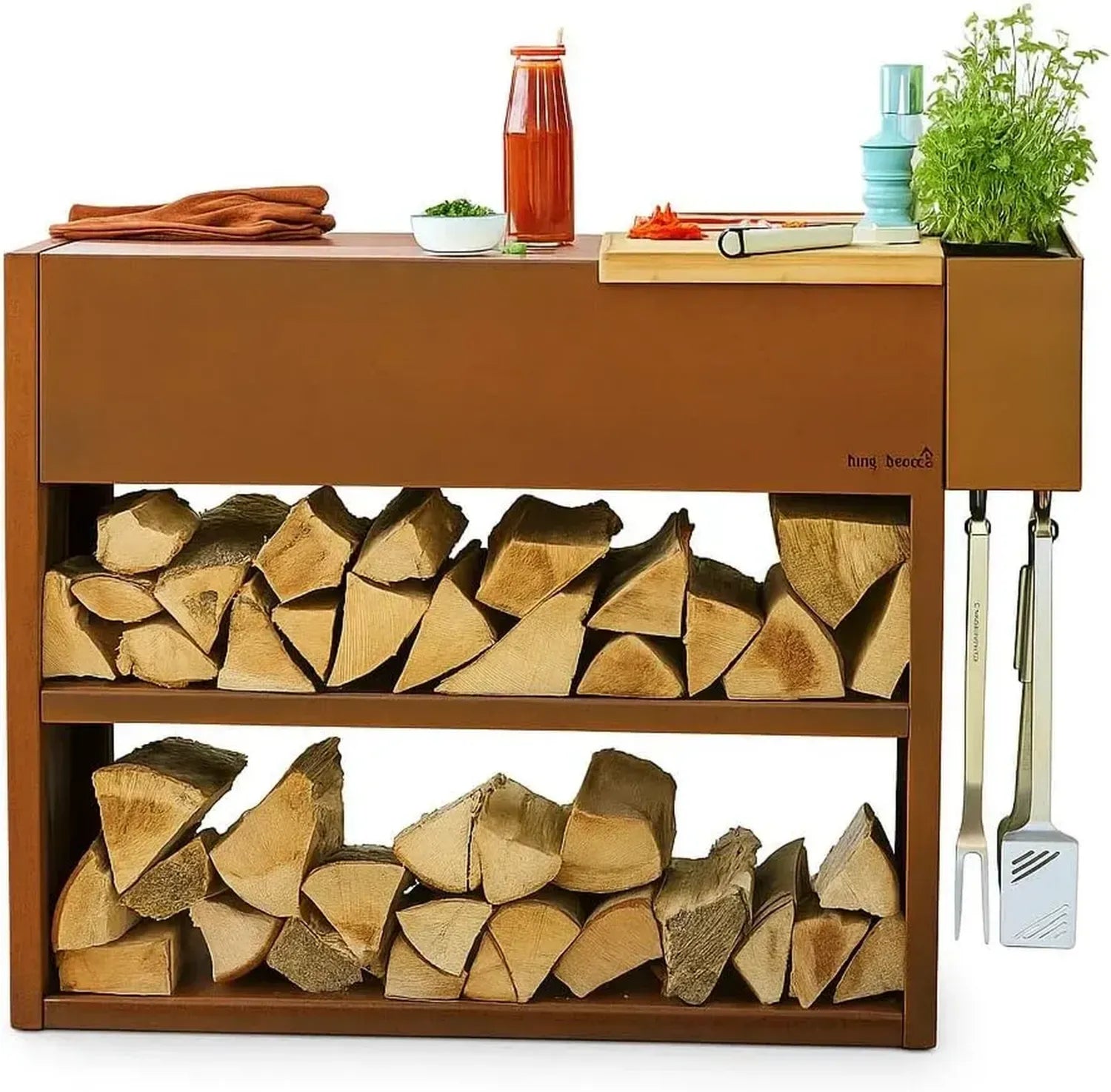 Table de Travail en Acier Corten pour Barbecue 133x55x90cm - Barbecook Nestor Buddy