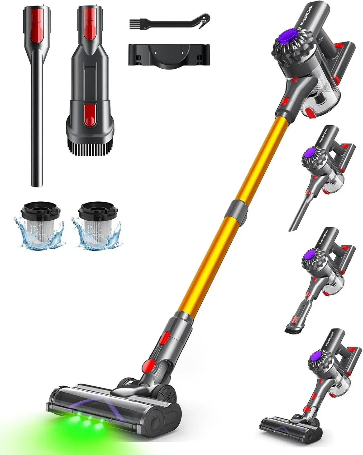 Aspirateur Balai sans Fil 6 en 1, Puissance 35kPa, Batterie Amovible, Autonomie 35 Min, Idéal pour Sols et Tapis