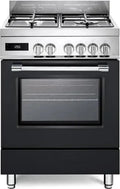 Cuisinière à gaz avec four électrique, 60x60 cm, Inox et Noir, Classe énergétique A