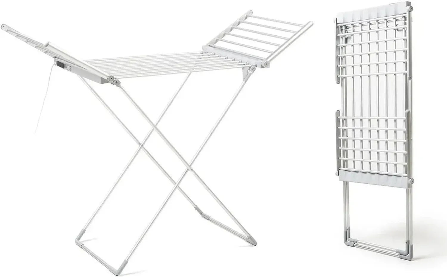 Séchoir Électrique Pliable avec Écran Tactile, 20 Barres Chauffantes, Température Réglable, Minuterie 12h, Aluminium, Capacité 15 kg, 230 W