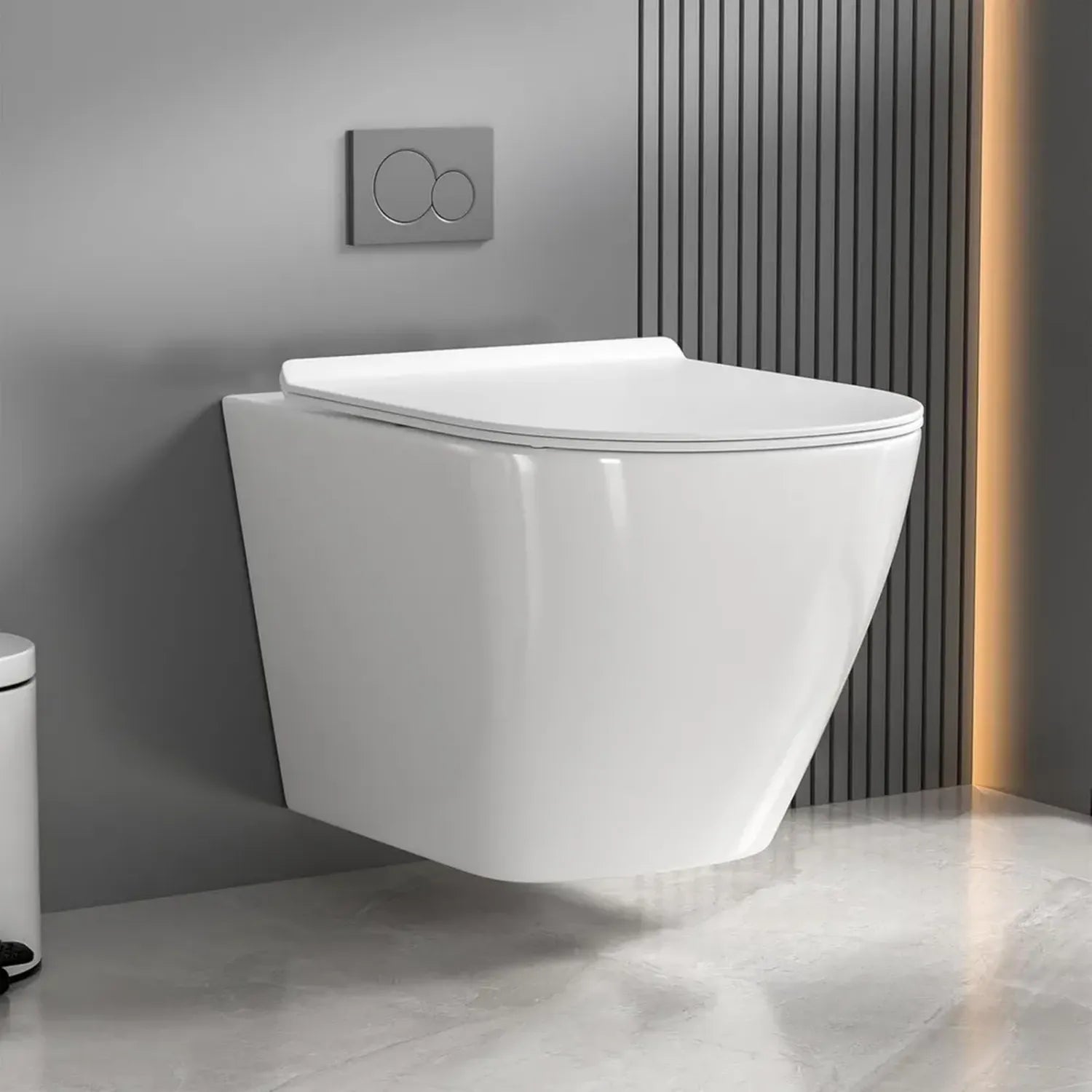 Toilette Murale Sans Bride avec Abattant Softclose, Cuvette en Céramique Technologie Tornado