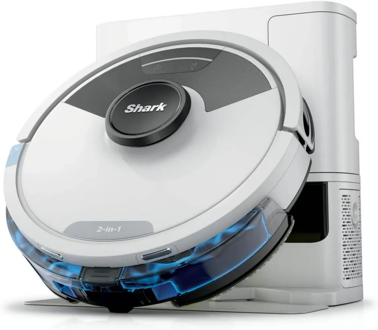 Aspirateur Robot Shark SmartClean 2 en 1 avec Station de Vidage Automatique - 60 Jours - Efficace pour Tapis, Sols Durs et Poils d'Animaux - Navigation 3D LiDAR - Contrôle Wi-Fi et Application - Accessoires Inclus - Blanc