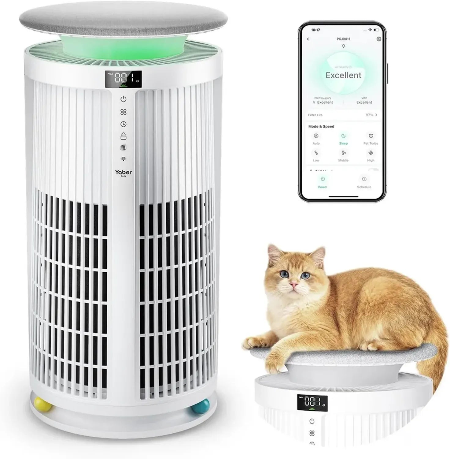 Purificateur d'air HEPA Intelligent pour Animaux - Détection Automatique, PM2.5, COV, Application Connectée