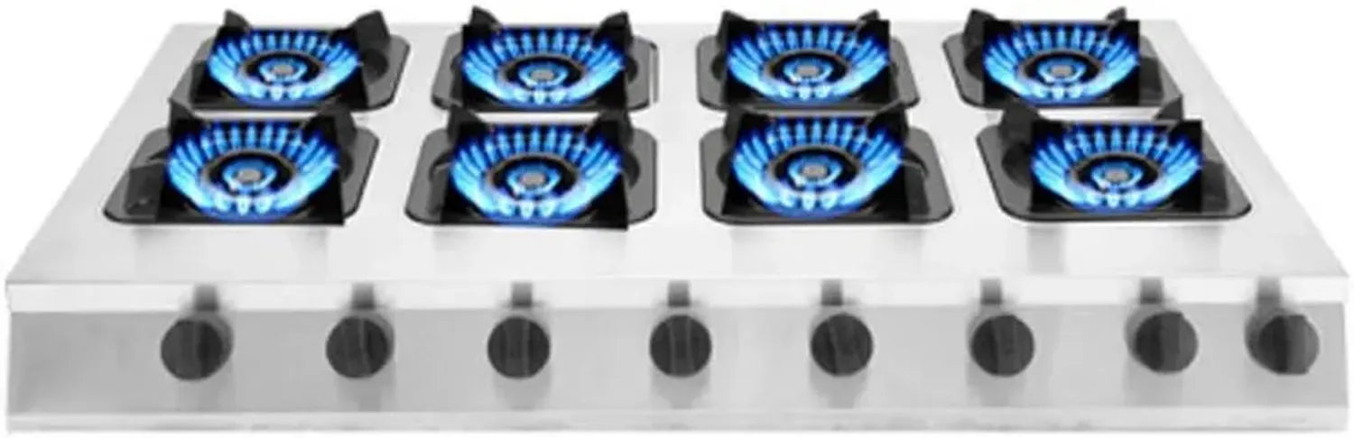 Cuisinière commerciale en inox avec allumage automatique pour gaz GPL/NG, boutons ergonomiques