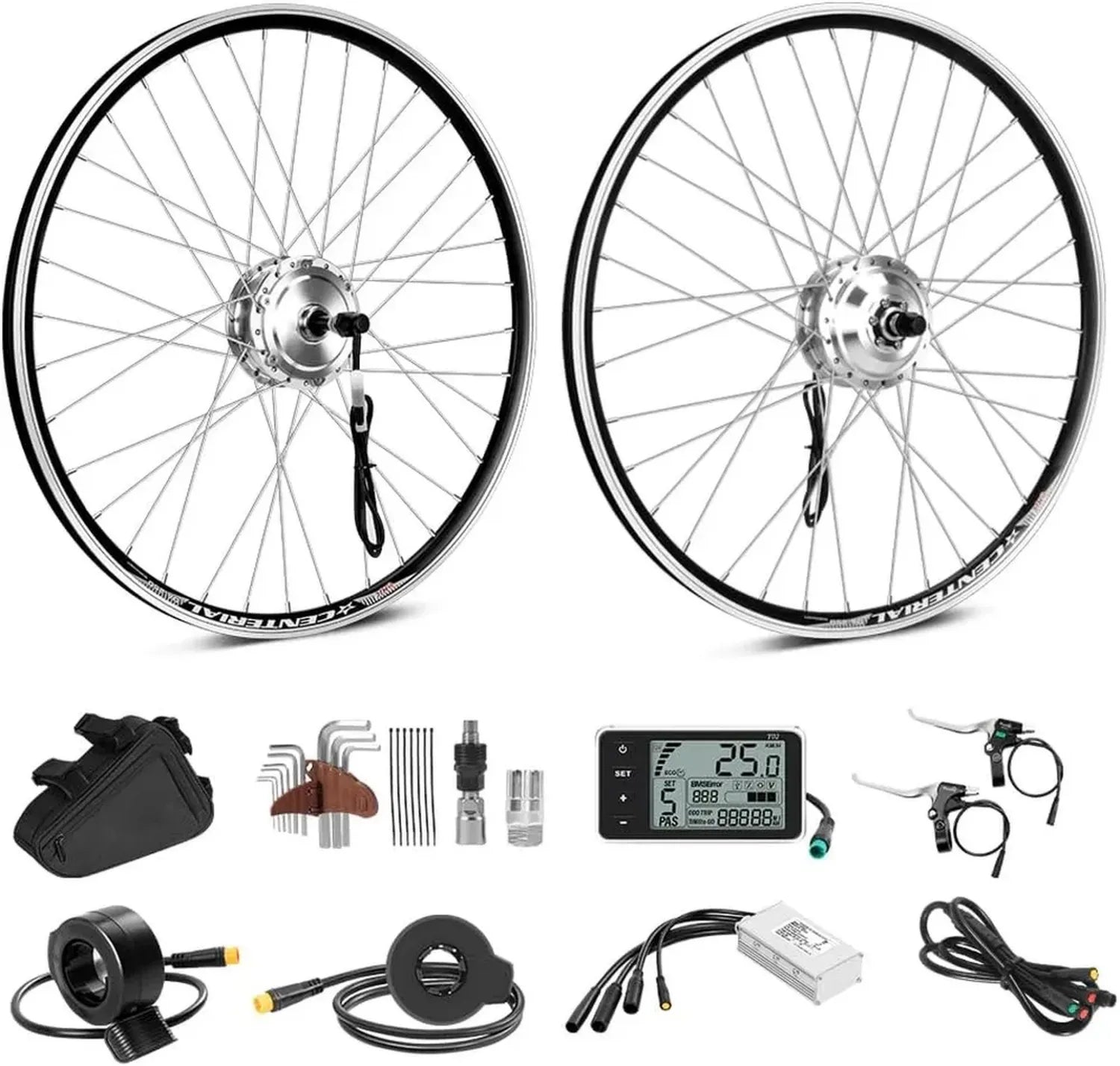 Kit de Conversion Électrique pour Vélo 26/27,5/28 pouces 36V 350W avec Écran LCD