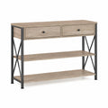 Console en bois et métal avec tiroirs et étagères 101 cm